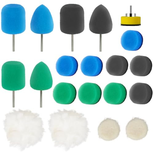 vsshe Detail Polier, 20 Stück Polierschwamm Set 25mm Mini Polierpads, Polierschwämme Auto polieren und Schwamm Wolle Set für Autoschleifen, Polieren, Wachsen, Versiegelungsglasur
