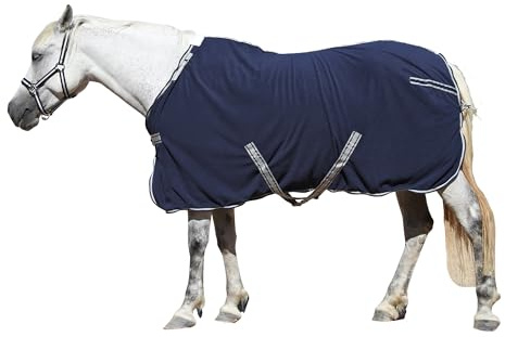Gallopoff Fleece Horse Rug – Breathable Moisture-Wicking Fleece Cooler Rug with Adjustable Neck – Super Soft Equestrian Show & Travel Blanket for Post-Exercise Cooling and Layering Navy Blue 6'9