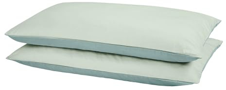 Homewell Baumwoll-Kissenbezug Set 2-teilig 40x80 cm | Premium Mako-Satin mit Reißverschluss | Wendebettwäsche, Mint/Bermuda
