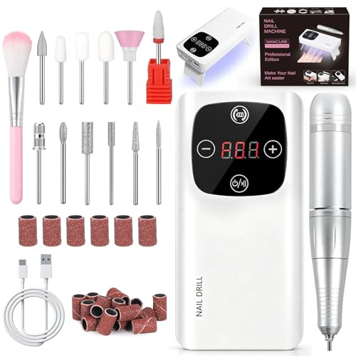 Vautvis Nagelfräser Elektrisch 2-IN-1 Professionell 45000 U/Min | Maniküre Set Elektrisch, Nagelfräser für Gelnägel & UV LED Lampe, Für Gelnägel und Acrylnägel