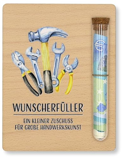 ZUKLA Verpackung für Geldgeschenke Handwerker Geschenke - 13 x 10 cm - mit Reagenzglas - Geschenk für Handwerker Männer