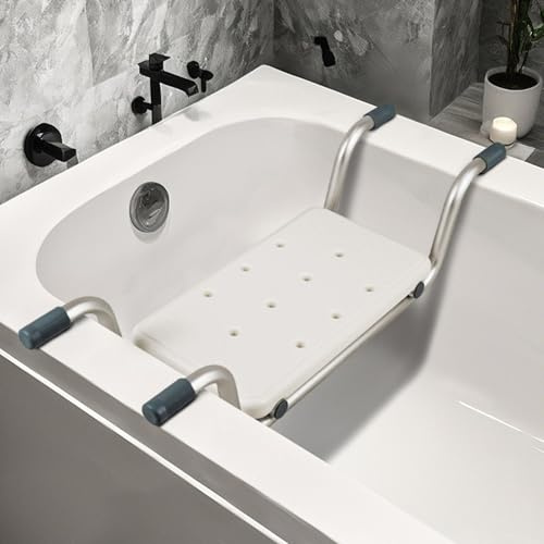 Bath Seat for Adults Elderly - Adjustabler & Rutschfester Bath Bench mit Verstellbarer Sitzlänge (73.5-83.5 cm), Maximal 100 kg Belastung, Leichter Bathtub Seat für Senioren, Verletzte Personen