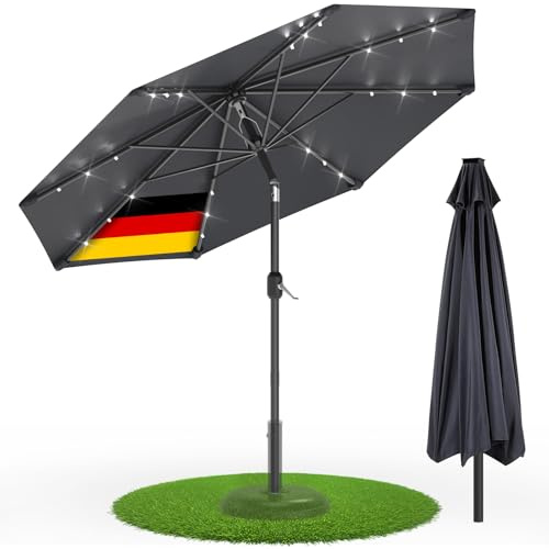 Kuro-sagol Parasol de Jardin Extérieur 3M，Parasol Inclinable avec Manivelle，Protection UV，Structure en Acier Traité Antirouille，pour Balcon, Jardin, Terrasse,Anthracite