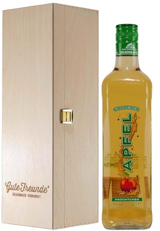 Bauernhaus Goldender Apfel Likör mit Geschenk-Holzkiste