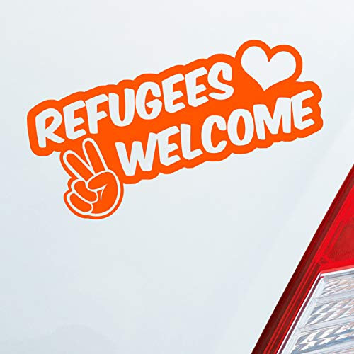 Hellweg Druckerei Refugees Welcome Flüchtlinge Willkommen Auto Aufkleber Sticker Heckscheibenaufkleber