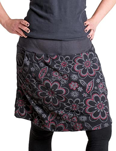 Vishes - Alternative Bekleidung - Warmer Fleece Rock mit aufgestickten Blumen