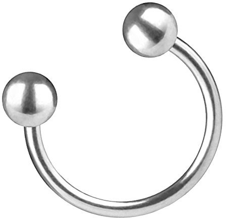 Piersando Titan G23 Piercing Hufeisen Horseshoe für Septum Nase Ring Lippen Lippe Labret Lippenpiercing Ohr Tragus Ohrpiercing Helix 1,6mm x 12mm x 5mm
