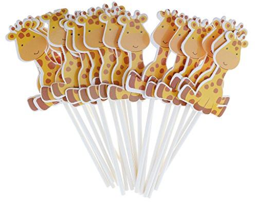 SM SunniMix 24x Giraffen Kuchen Picks Cupcake Topper Tortenstecker Muffin Dekoration für Party und Geburtstag