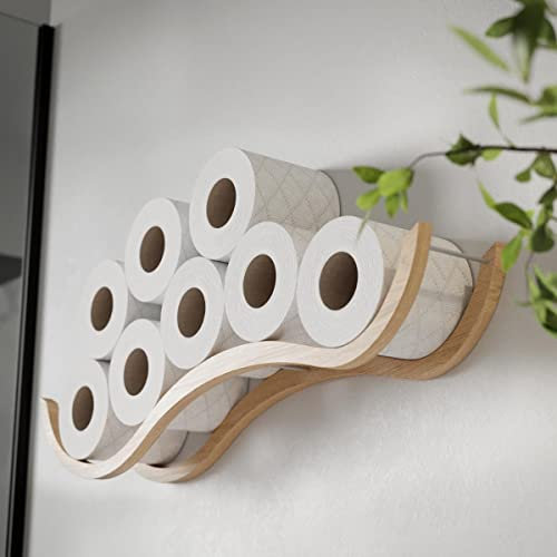 Holz Toilettenpapierhalter Wand toilettenpapier aufbewahrung Wand Toilettenpapier Rollenhalter aus Holz toilettenpapieraufbewahrung Welle (Farblos)
