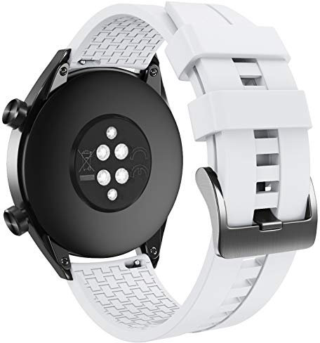 ANBEST Kompatibel mit Huawei Watch GT/GT 3 46mm/GT 2 46mm Armband, 22mm Silikon Ersatzarmband für Huawei Watch 3/3 Pro/GT 2 Pro/GT Active/Sport Uhrenarmband, Weiß