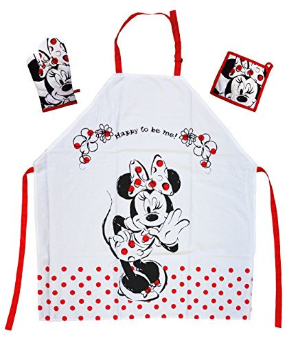 tex idea Das Geschenk für Walt Disney Minnie Mouse Fan: Kochschürzenset mit Minnie Maus Mini Miny Schürze 65% Polyester/35% Baumwolle