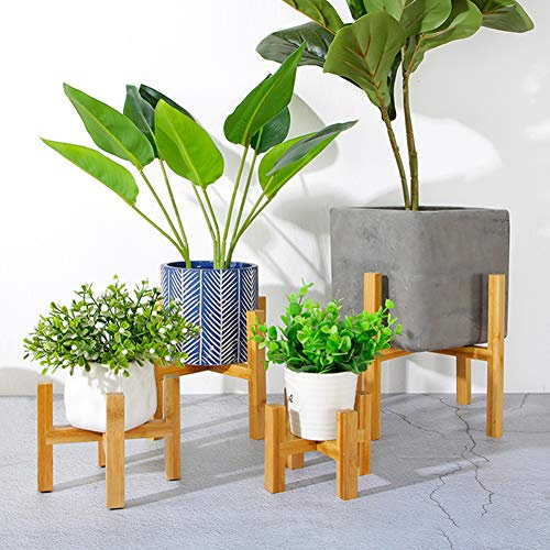 Geminimall Plant Stand Plant Holder Mid Century Wood Modern Flower Potted Holder Rack for Indoor Outdoor Modern Home Decor M