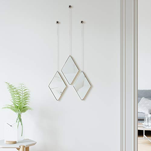Umbra Dima, Set of 3, Trio of Decorative Apartment Décor/Wall Art, Available in Black Mirror, Chrome