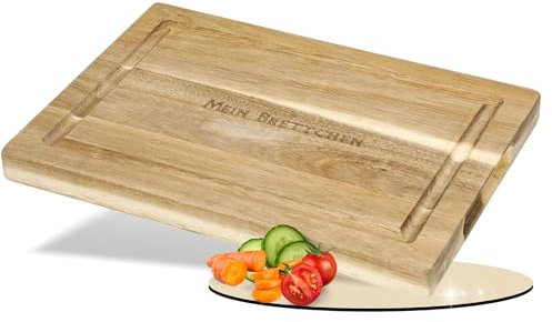 Persoanlisiertes Schneidebrett 'Acacia' - Geschenkidee zum Geburtstag - Robustes Holzbrett aus Akazienholz und Saftrille - Küchenbrett zum schneiden und servieren für zu Hause