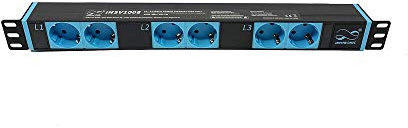 Infitronic - INSV1008 – 19 Zoll Steckdosenleiste Stromverteiler 1 HE CEE 16A mit 3 getrennten Stromkreisen+ Mennekes Stecker