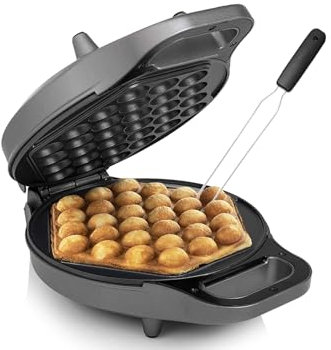 Bubble - Gofrera para gofres de huevos, diámetro de 20 cm, 700 W, con tenedor de gofres para extraer fácilmente los huevos