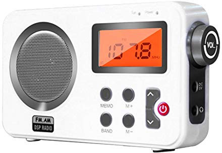 GeKLok Shower Radio Speaker, FM/AM Radio with LCD Display, Portable Stereo with Earphone Port, Preset 20 Stations, for Home/Bathroom/Hot Tub/Outdoor/Beach - 15 * 3.5 * 9cm