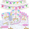 Sunshine smile Einhorn Geschirr Set,50 Stück Einhorn Teller Becher,Einhorn Party Deko,Einhorn Party Set,Einhorn Teller und Becher Set,Dekorationen Geburtstage Einhorn,Kindergeburtstag Zubehör