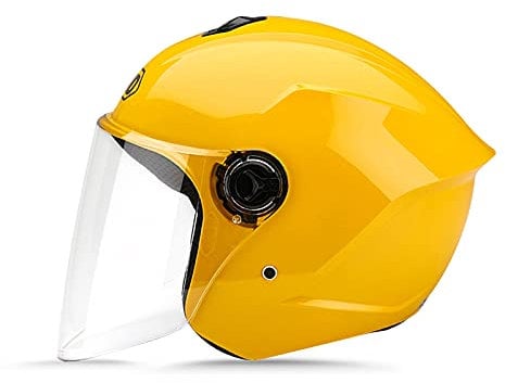 LIONCIANO Motorradhelm Mit Schutzbrille, Jethelm Roller-Helm Scooter-Helm Moped Mofa-Helm Chopper Vintage, Hat Den Verkehrssicherheitstest Bestanden, Um Die Kopfsicherheit Wirksam Zu Schützen(Gelb)