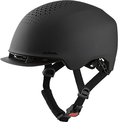 Alpina Idol - Nachhaltiger, Beleuchteter & Leichter Fahrradhelm Mit LED-Licht & Sonnenschild Für Erwachsene, Black matt, 52-56 cm