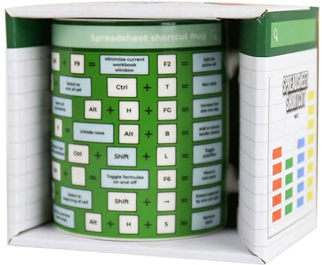 Gift Republic Ceramic GR490116 Shortcut Spreadsheet Mug, Green, White