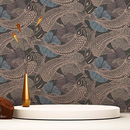 TADESSI Tapete Tiere Guiseppina M1-No.1594 Vliestapete Blau Bronze Fische für Wohnzimmer Schlafzimmer Küche