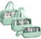 LEcylankEr Borsa da Toilette Trasparente 3pcs Set, Beauty Case da Viaggio Portatile, Borsa da Cosmetica in PVC Impermeabile per Donna (Verde)