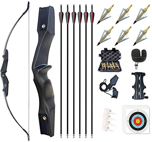 Monleap Archery 53 Takedown Recurve Bogen und Pfeile Set für Erwachsene Rechtshänder Langbogen Kit Gerader Bogen für Anfänger Schießübungen 30 40lb(40LB)