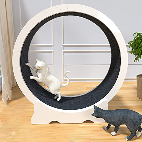 MTSON Katzenlaufrad Weißes Katzenrad -Traininglaufstille, Katzenlaufrad für Kleine/mittlere/große Haustierspielzeug, Wear-resistente Katzenkratzer-Landebahn (Size : 90CM(35 3/8))