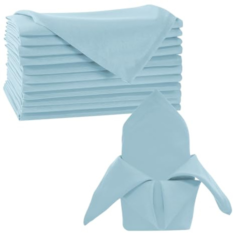 Trimming Shop Dusty Blue Tischservietten, quadratisch, aus Polyester, für Restaurants, Jahrestage, Partys, Hochzeiten — Elegante Servietten für Esszimmer für besondere Anlässe, 50 cm x 50 cm, 50 Stck