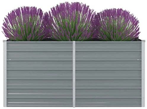 WIFESE Hochbeet 160x80x77 cm Verzinkter Stahl Grau Hochbeet Metall Hochbeete für Garten Pflanzenbett Kräuterbett Blumenkiste Dekorieren Eingang Balkon Terrasse Garten Stilvoll & Langlebig