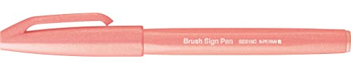 Pentel SES15C-F2X Brush Sign Pen Coral Orange Fibre Tip Brush Like Tip Pack of 10