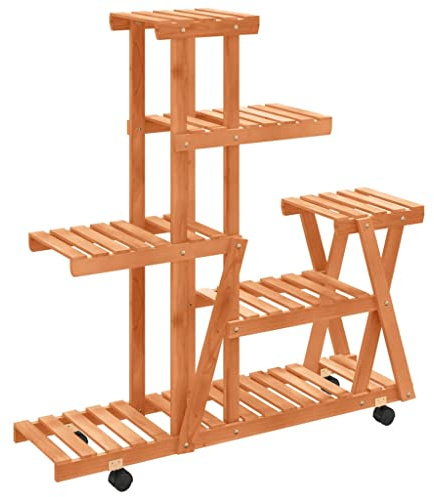 vidaXL Blumenständer mit Rollen 95x25x101 cm Massivholz Tanne