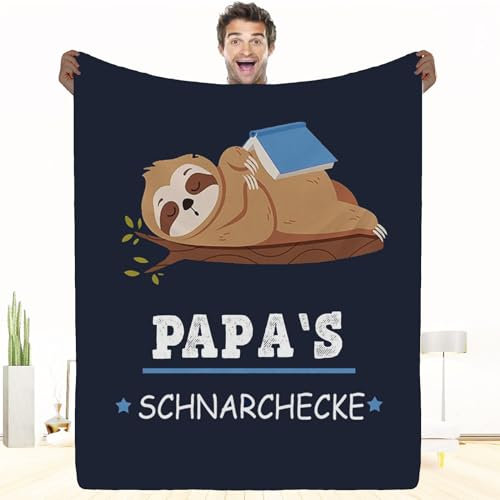 PJLJC Kuscheldecke Papa Geschenk, Vatertagsgeschenk für Papa, Eine weiche Faultier-Flanelldecke für Meinen Vater, für Papa personalisiert Decke Fleecedecke 150 * 200cm
