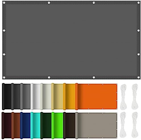 Sonnensegel Sonnenschutz 6 x 8 m PES Polyester mit UV Schutz Shades Segel Markise mit Spannseilen für Pavillons, Hof-Hinterhof, Dunkelgrau