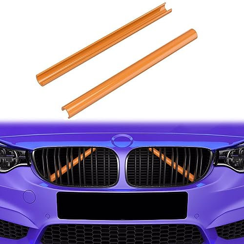 Frontgrill Einsatz, Streifen Kühlergrill Einsätze Zierleiste Kompatibel mit BMW 5er F07 F10 F11 F18, Grilleinsatzzubehör für 520i 523i 525i 528i 530i 535i 550i Zubehör (Orange)