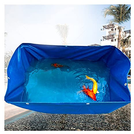 Laghetto per Pesci all'aperto Fuori Terra, Piscina di stoccaggio dell'Acqua in Tela telone Pieghevole da 0,5 mm con Occhiello e valvola di Scarico, Serbatoio d'Acqua Quadrato per Patio da Giardino c