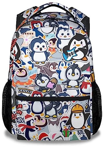 COOPASIA Niedlicher Pinguin-Rucksack Schultasche, 40,6 cm, Tiermotiv, Büchertasche mit verstellbaren Trägern, langlebig, leicht, große Kapazität, Pinguin4, Einheitsgröße