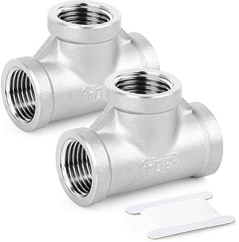 ERGAOBOY Lot de 2 raccords de tuyaux femelles BSP 3 voies 1,9 cm x 1,9 cm x 1,9 cm en acier inoxydable 304