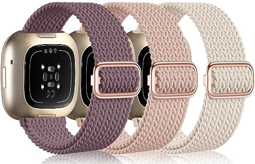 Epova Armband Kompatibel mit Fitbit Versa 3 Armband/Versa 4 Armband/Sense Armband/Sense 2 Armband Damen Herren, Weich Elastisch Nylon Ersatzband für Fitbit Versa 3 Armband/Fitbit Versa 4 Armband