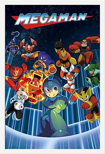 empireposter Mega Man - Characters - Film Poster Plakat - 61x91,5 cm + Wechselrahmen, Shinsuke® Maxi MDF Weiss, Acryl-Scheibe