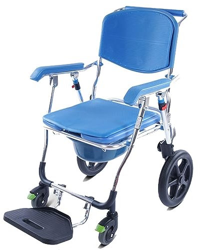 Portatile Pieghevole Sedia da Toilette con Ruote,Sedia da Toilette per Sedie A Rotelle da Bagno per Anziani,Sedia da Toilette Mobile Impermeabile per Disabili A