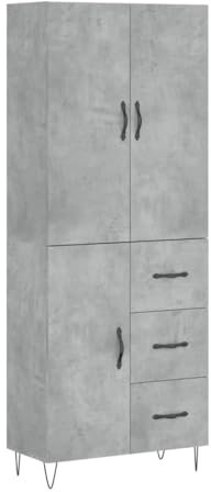 vidaXL Highboard, Sideboard mit viel Stauraum, Kommode Wohnzimmerschrank mit Türen Metallfüßen, Schrank Hochschrank Beistellschrank, Betongrau Holzwerkstoff
