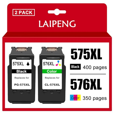 LAIPENG PG-575XL CL-576XL Tintenpatronen Wiederaufbereitet für Canon PIXMA TR4750i TS3550i TR4751i TS3551i Drucker (575XL Schwarz/576XL Farbe)