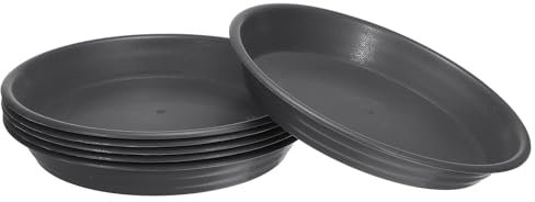 PATIKIL Plant Saucers 9 Inch, 6 Pack Round Plastic Flower Pot Thicker Plant Drip Tray for Indoors Outdoors Home Garden, Gray