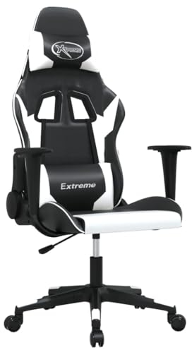 vidaXL Gaming-Stuhl mit Massagefunktion Schwarz und Weiß Kunstleder