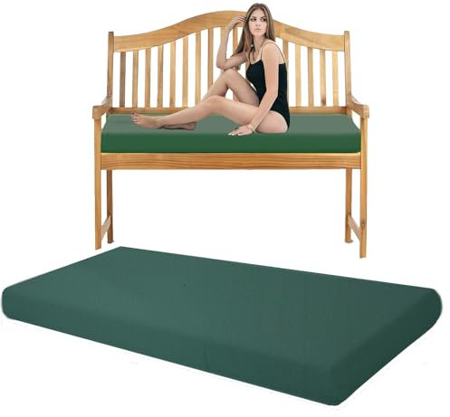 Pinkfairy Garden Bench Seater Outdoor Furniture Rattan Sofa Patio Cushion Sun Lounger Swing Chair Indoor Cushions Floor Seat Rectangle Large Foam Pad (Bottle Green, 3 Seater)