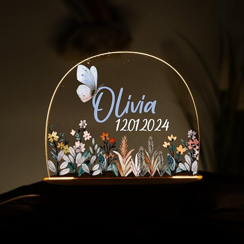 Kidsmood - Individuelle Nachttischlampe für Kinderzimmer – Nachtlicht mit Namen – Personalisierte Geschenke für Babys & Kinder zur Taufe, Geburt & Geburtstag – Dimmbare LED Lampe