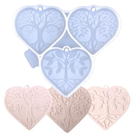 Acunny Stampo a cuore in silicone, stampo per albero per resina, Stampo in silicone fai da te a forma di cuore, Stampo in resina morbida per calcestruzzo, gesso, argilla polimerica, stampi per fusione