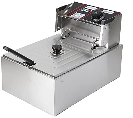 EurHomePlus Friggitrice elettrica da 2500 W, in acciaio inox, temperatura regolabile, con cestello per friggere e coperchio in acciaio inox, friggitrice per il ristorante domestico, EF002
